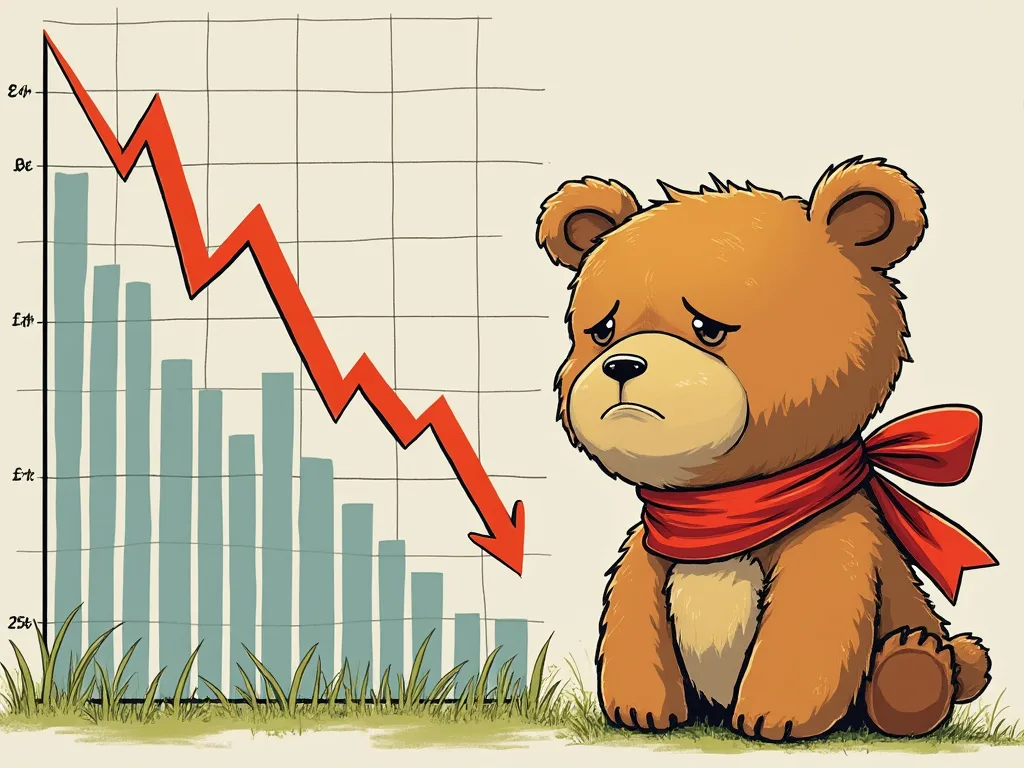 Cute bear looking at stock chart image, generated by grok.